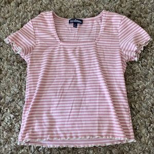 Pink and White striped crop top xs